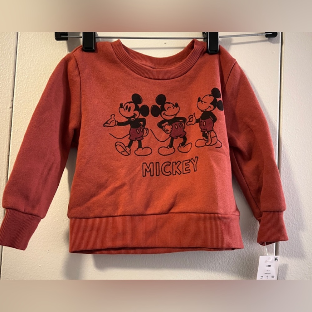 Mickey Mouse Kids Sweatshirt in Clay Red (Size 12M) NWT For a boy or girl